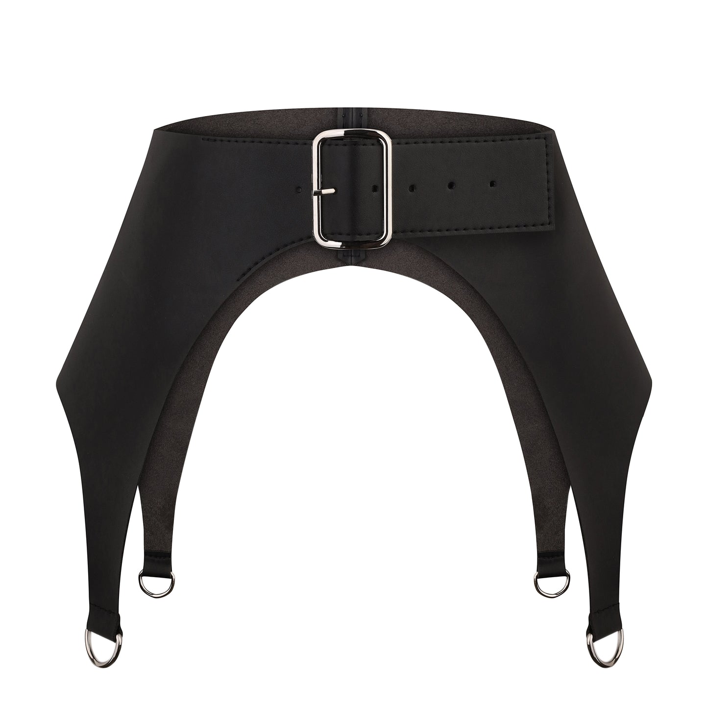 Wide Black Eco-Leather Basque Patricia