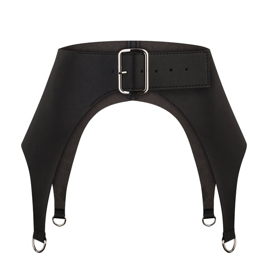 Wide Black Eco-Leather Basque Patricia