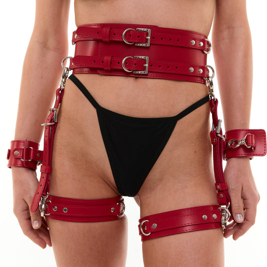 Leather Harness with Garters  and handcuffs Nerissa
